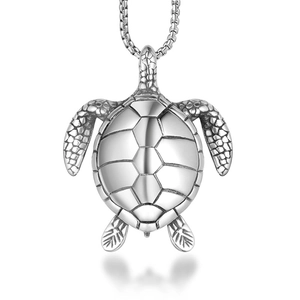 Titanium Steel Sea Turtle Pendant Necklace For Men Women Polished Stainless Steel Animal Charm Jewelry Long Life Turtle