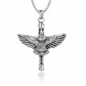 Collier Pendentif Croix Aigle Punk Vintage pour Hommes Femmes en Acier Inoxydable Gothique Aile Bijoux de Mode Cadeau