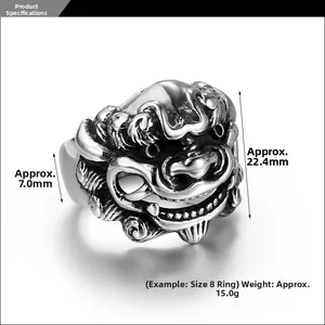 Detailed view of vintage Kirin ring dimensions: 22.4mm width and 7.0mm side thickness