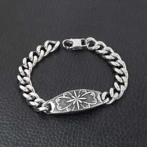 Punk Men Titanium Steel Eight-Pointed Star Bracelet Retro Gothic Cuban Link Chain Bangle Fashion Jewelry Accessories