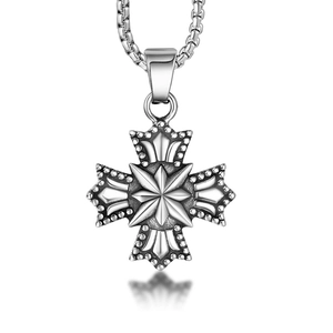 Pendentif étoile de neige gothique en acier inoxydable avec chaîne boîte pour hommes et femmes