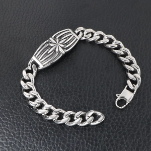 Men Stainless Steel Cuban Link Chain Bracelet With Star Pattern Decorative Plate Hip Hop Rock Punk Style Jewelry Gift