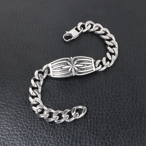 Men's hip hop stainless steel cuban chain bracelet with star motif engraving