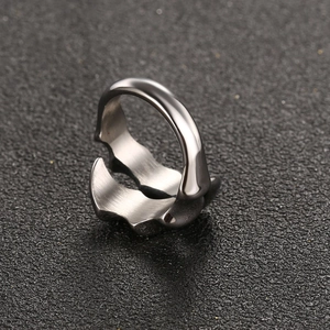 Vintage beast bone claw ring in silver steel with irregular open design for men