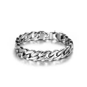 Bracciale da Uomo Punk in Acciaio Inossidabile 316L Maglia Cubana Lucidato a Specchio in Acciaio al Titanio Gioielli Moda