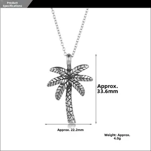 Detailed view of palm tree pendant showing 33.6mm height and 22.2mm width dimensions
