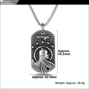 Détails des dimensions du pendentif Virgo du zodiaque avec mesures de taille précises