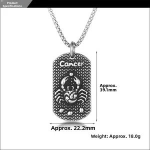 Vue détaillée du pendentif Cancer vintage avec dimensions précises de 39,1mm sur 22,2mm