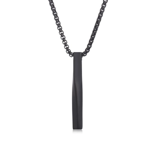 Minimalist matte black twisted bar pendant necklace with box chain for men and women