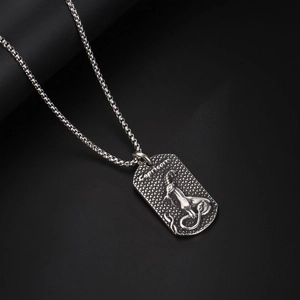 Colgante de Capricornio en acero inoxidable con cadena de plata para hombre y mujer