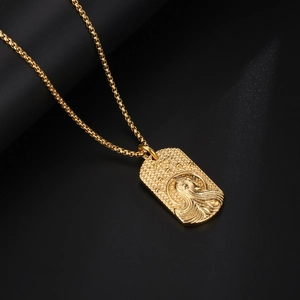Collier pendentif signe zodiaque Vierge doré rétro avec figurine et chaîne box