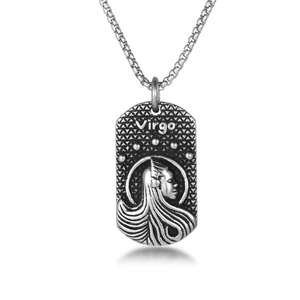 Collier Vierge vintage avec pendentif rectangulaire de déesse et chaîne maille