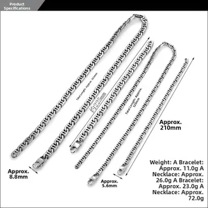 Sizing chart for silver anchor link chain necklace and bracelet sets in two widths