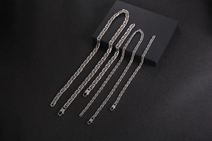 Polished silver mariner chain necklaces in four different widths with lobster clasps