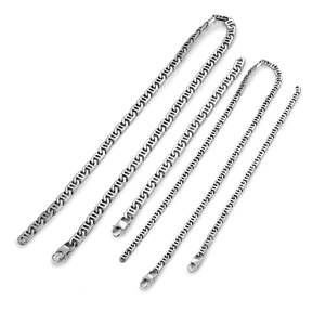 Vintage Rock Stainless Steel Mariner Link Chain Bracelet And Necklace For Men Women Polished Geometric Jewelry Accessories