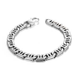 Industrial style geometric silver titanium steel chain bracelet with lobster clasp