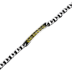 Bracelet pour hommes en acier titane avec pierre jaune centrale et maillons