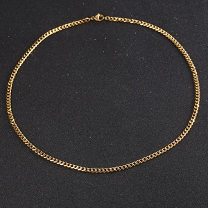 Classic gold curb chain necklace for men made of durable stainless steel with lobster clasp