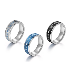 Stainless Steel Nordic Viking Runic Spinner Ring For Men Women Vintage Polished Stress Relief Band Mystical Runic Band Jewelry