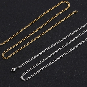 Classic gold and silver stainless steel curb chain necklaces with lobster clasps for men