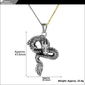 Detailed measurements of the retro dragon pendant necklace showing height and width details
