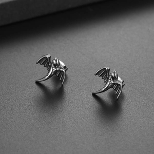 Boucles d'Oreilles Clous Dragon Ptérosaure en Acier Inoxydable Vintage pour Homme Femme Punk Gothique Animal Aile Bijoux de Mode Cadeau