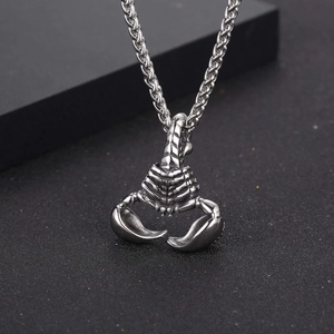 Retro titanium steel scorpion pendant necklace with detailed textures for men