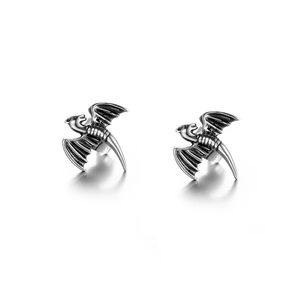 Boucles d'oreilles dragon en acier titane rétro avec ailes détaillées pour hommes et femmes