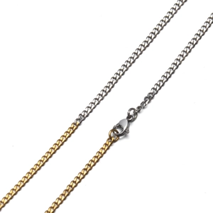 Collier Gourmette Homme en Acier Titane Bicolore Or et Argent Épissé Coupe Hexagonale 3mm Bijoux Minimalistes