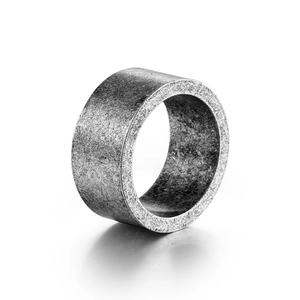 Vintage Stainless Steel Ring For Men Simple Industrial Textured Band Retro Bronze Plated Minimalist Hip Hop Finger Jewelry Gift