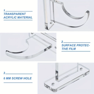 Clear acrylic wall mount rack for lightsabers and bats with 6mm mounting holes