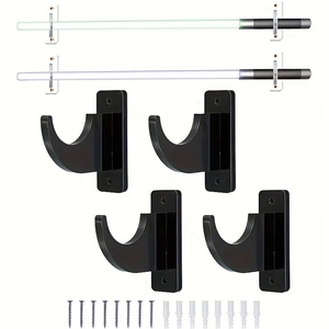 Universal black wall mount rack set with 4 holders for lightsabers and guitars