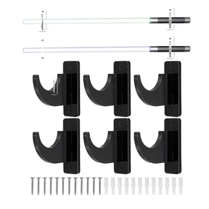 6-pack black wall mounts for lightsabers and guitars with mounting hardware included