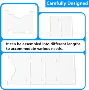 Detail of modular transparent acrylic separators showing interlocking length adjustment