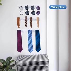 Three-piece wall-mounted clear acrylic organizer rack for sunglasses and accessories
