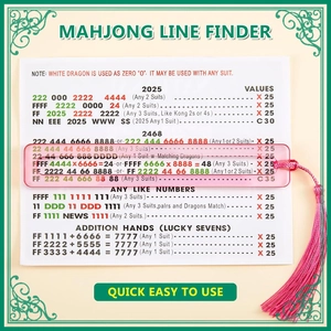 4-pack acrylic American Mahjong line finders with clear rule cards for beginners