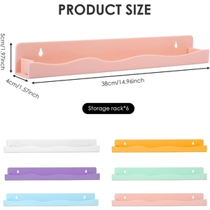 Set of 6 colorful wave-shaped wall shelves for nail polish and cosmetics storage