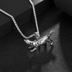 Vintage stainless steel honey badger pendant necklace with realistic animal carving for men