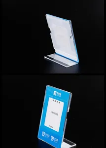 L-shaped acrylic sign holder for desktop payment QR codes and menu display