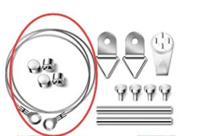 Kit di sospensione completo in acciaio inox con fune e accessori per cornici in acrilico