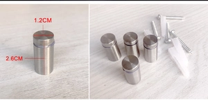 Set aus 4 Edelstahlabstandshaltern für Acryl-Schilderrahmen, Maße 1,2x2,6 cm groß