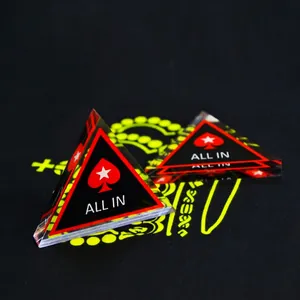 Double-sided acrylic All In poker chip triangle dealer button for table games