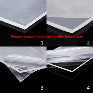 Detailed view of peeling the protective film off the clear acrylic lollipop display stand