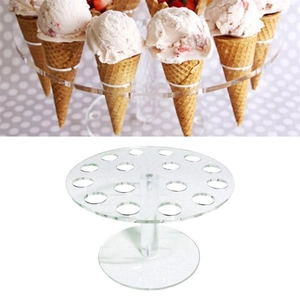 Détail du support à cornet de glace en acrylique 16 trous avec plateau transparent