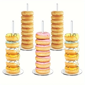 Set di 5 supporti per ciambelle in acrilico trasparente per esposizione di dolci a piani