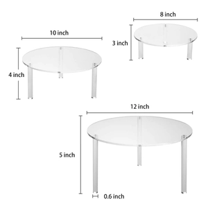 3er-Set runde Tortenständer aus klarem Acryl in 8, 10 und 12 Zoll Größen für Hochzeiten
