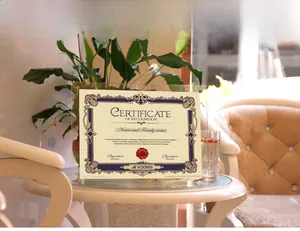Detailed view of a clear acrylic A4 certificate frame with silver metal corner bolts