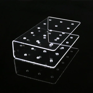 Macro detail of transparent acrylic lollipop stand with 20 holes and U-shaped design