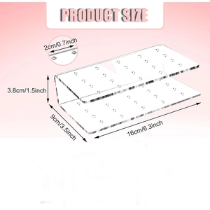 Clear acrylic 20-hole lollipop display stand with dimension labels for retail shop use