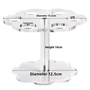 Detailed view of 6-hole acrylic cone holder showing diameter and height measurements
